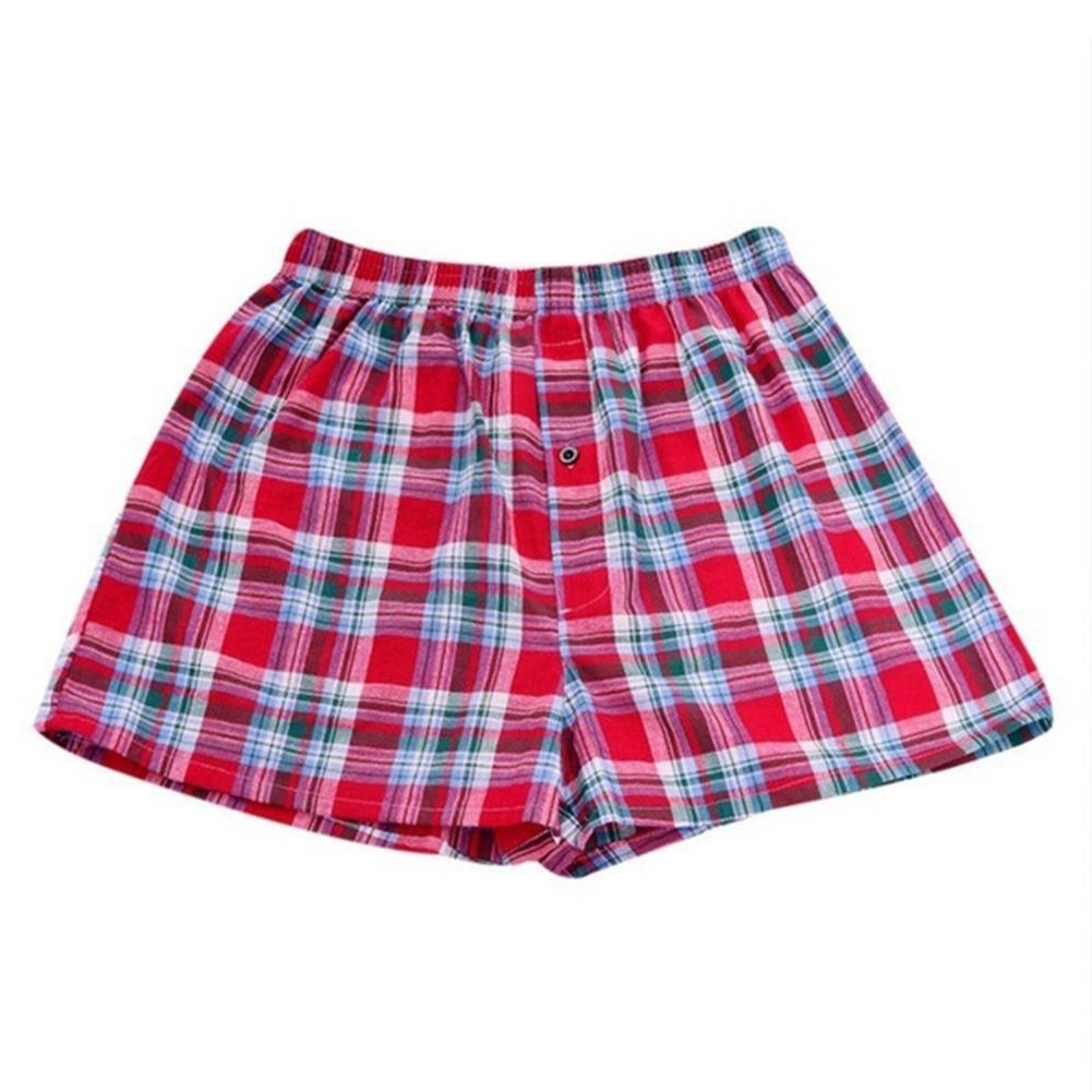 1pc Men Cotton Arrow Boxers Casual Plaid Print Elastic Wa - Image 4